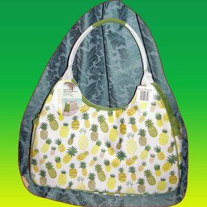 NEW LARGE Beach Tote Pineapple Priny with Swim Pouch